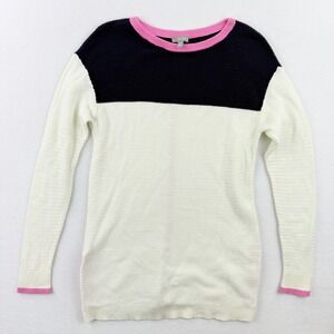 Talbots Color Block Sweater Pink‎ Trim Side Zip Detail Pullover Top Size SMALL